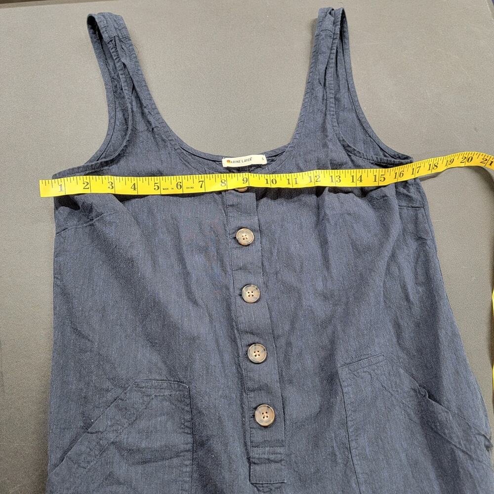 Marine Layer Sydney Romper Navy Blue Hemp Tencel Blend Button Front S Pockets - Picture 7 of 8
